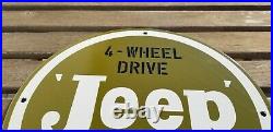 Vintage Willy's Jeep Porcelain Gas Auto 4 Wheel Drive Service Dealership Sign