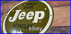 Vintage Willy's Jeep Porcelain Gas Auto 4 Wheel Drive Service Dealership Sign