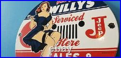 Vintage Willy's Jeep Porcelain Gas Motor Automobile Service Station Dealer Sign