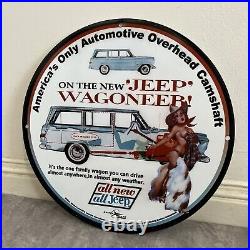 Vintage Willys Jeep Porcelain Sign Gas Oil American Motor Auto Dealer Shop Plate