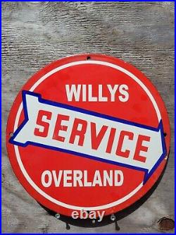 Vintage Willys Overland Porcelain Sign Jeep Dealer Service Dept Automobile Sales