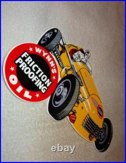 Vintage Wynn's Friction Proofing Oil? Race Car 12 Metal Enamel Gasoline Sign