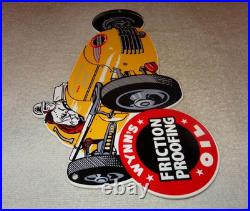 Vintage Wynn's Friction Proofing Oil? Race Car 12 Metal Enamel Gasoline Sign