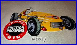 Vintage Wynn's Friction Proofing Oil? Race Car 12 Metal Enamel Gasoline Sign