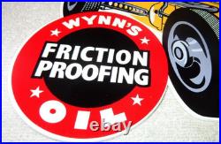 Vintage Wynn's Friction Proofing Oil? Race Car 12 Metal Enamel Gasoline Sign