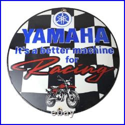 Vintage Yamaha Motorcycle Sign Biker Automobile Gas Service Porcelain Sign