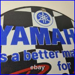 Vintage Yamaha Motorcycle Sign Biker Automobile Gas Service Porcelain Sign
