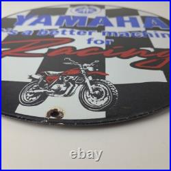 Vintage Yamaha Motorcycle Sign Biker Automobile Gas Service Porcelain Sign