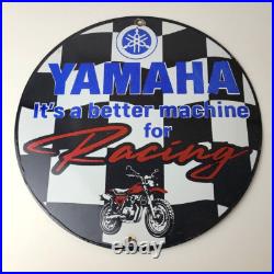 Vintage Yamaha Motorcycle Sign Biker Automobile Gas Service Porcelain Sign