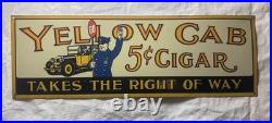 Vintage Yellow Cab 5 Cent Cigar Policeman Automobile 18 Metal Gasoline Oil Sign