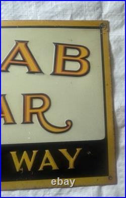 Vintage Yellow Cab 5 Cent Cigar Policeman Automobile 18 Metal Gasoline Oil Sign