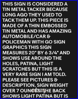 Vintage Yellow Cab 5 Cent Cigar Policeman Automobile 18 Metal Gasoline Oil Sign