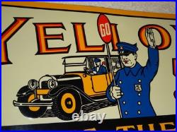 Vintage Yellow Cab 5 Cent Cigar Policeman Automobile 20 Metal Gasoline Oil Sign