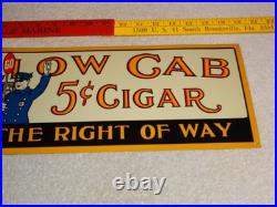 Vintage Yellow Cab 5 Cent Cigar Policeman Automobile 20 Metal Gasoline Oil Sign