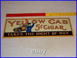 Vintage Yellow Cab 5 Cent Cigar Policeman Automobile 20 Metal Gasoline Oil Sign