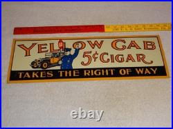 Vintage Yellow Cab 5 Cent Cigar Policeman Automobile 20 Metal Gasoline Oil Sign