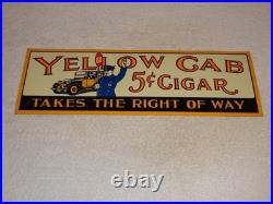 Vintage Yellow Cab 5 Cent Cigar Policeman Automobile 20 Metal Gasoline Oil Sign