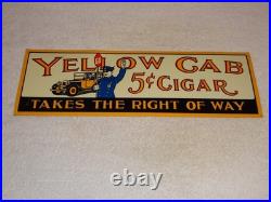 Vintage Yellow Cab 5 Cent Cigar Policeman Automobile 20 Metal Gasoline Oil Sign