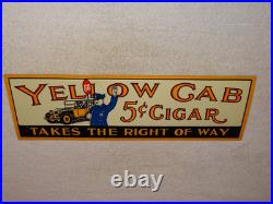 Vintage Yellow Cab 5 Cent Cigar Policeman Automobile 20 Metal Gasoline Oil Sign
