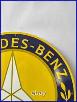 Vintage Yellow Mercedes-Benz 500000 KM Award Heavy Metal Sign (19.7 inches)
