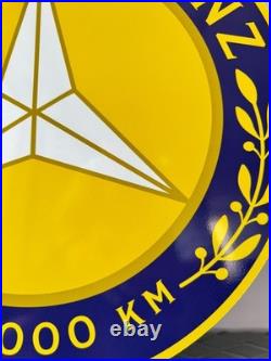 Vintage Yellow Mercedes-Benz 500000 KM Award Heavy Metal Sign (19.7 inches)