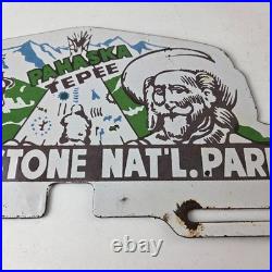 Vintage Yellowstone Park License Plate Topper Sign Ad on Automobile Topper