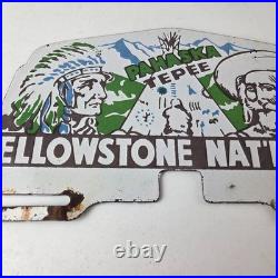 Vintage Yellowstone Park License Plate Topper Sign Ad on Automobile Topper