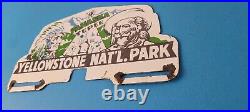 Vintage Yellowstone Park License Plate Topper Sign Ad on Automobile Topper