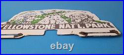 Vintage Yellowstone Park License Plate Topper Sign Ad on Automobile Topper