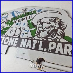 Vintage Yellowstone Park License Plate Topper Sign Ad on Automobile Topper