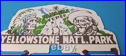 Vintage Yellowstone Park License Plate Topper Sign Ad on Automobile Topper