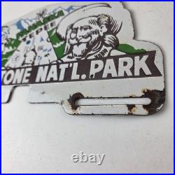 Vintage Yellowstone Park License Plate Topper Sign Ad on Automobile Topper