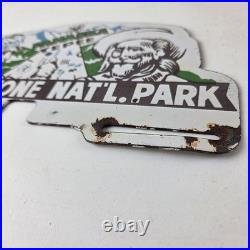 Vintage Yellowstone Park License Plate Topper Sign Ad on Automobile Topper