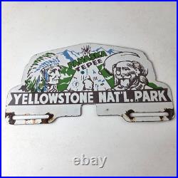 Vintage Yellowstone Park License Plate Topper Sign Ad on Automobile Topper