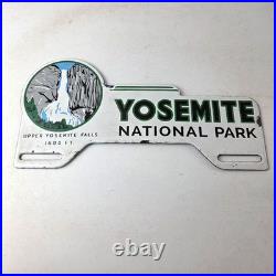 Vintage Yosemite California License Plate Topper Sign Ad on Automobile Topper