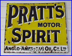 Vintage c1920 Pratt's Motor Spirit Double Sided Enamel Sign #2