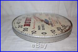 Vintage c1950 Ruby Chevrolet Dealership Gas Oil 12 Metal Glass Thermometer Sign