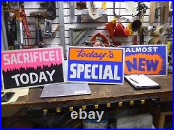 Vintage car Dealer Cardboard Advertising Signs (13) 22 x14 & (6) price & (2) sh