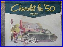 Vintage chevrolet dealership advertising banner sign silk gas oil WOW