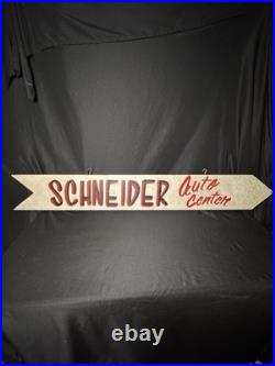 Vintage double Sided Wood Sign From Schneider Auto Center In Trinway, Ohio