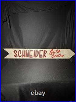Vintage double Sided Wood Sign From Schneider Auto Center In Trinway, Ohio
