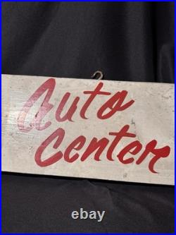 Vintage double Sided Wood Sign From Schneider Auto Center In Trinway, Ohio