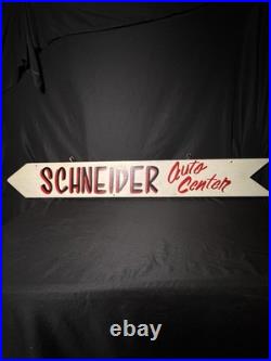 Vintage double Sided Wood Sign From Schneider Auto Center In Trinway, Ohio