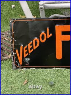 Vintage early Veedol Forsol Motor Oil Metal Gasoline Ford Auto Gas Sign 42 by 14