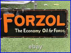 Vintage early Veedol Forsol Motor Oil Metal Gasoline Ford Auto Gas Sign 42 by 14
