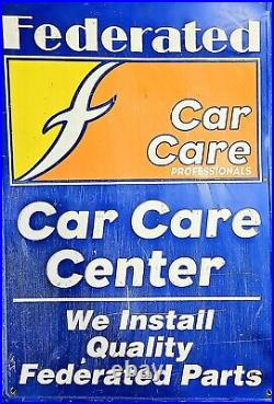 Vintage embossed metal federated car parts service sign