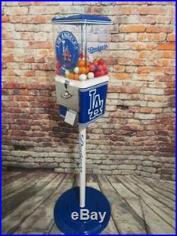 Vintage gumball machine LA Dodgers theme candy machine with metal stand