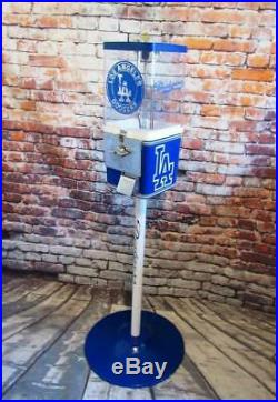 Vintage gumball machine LA Dodgers theme candy machine with metal stand