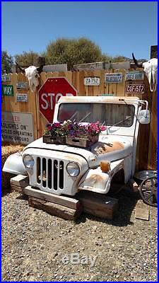 Vintage jeep front end car and truck art restaurant business decor road relics