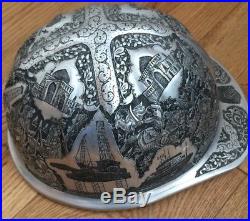 Vintage mid-east Persian engraved aluminum hard hat Mine Safety Ap. Bahrain